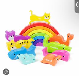 Rainbow Animal Stacking Toy Set