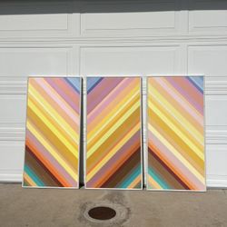 Oil Paintings - Colorful Stripe Trio