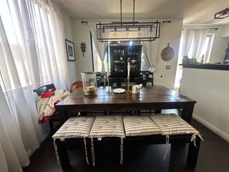 Pier 1 dining table and chairs and bench
