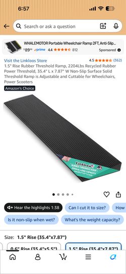 Linkloos 1.5" Rise Rubber Threshold Ramp