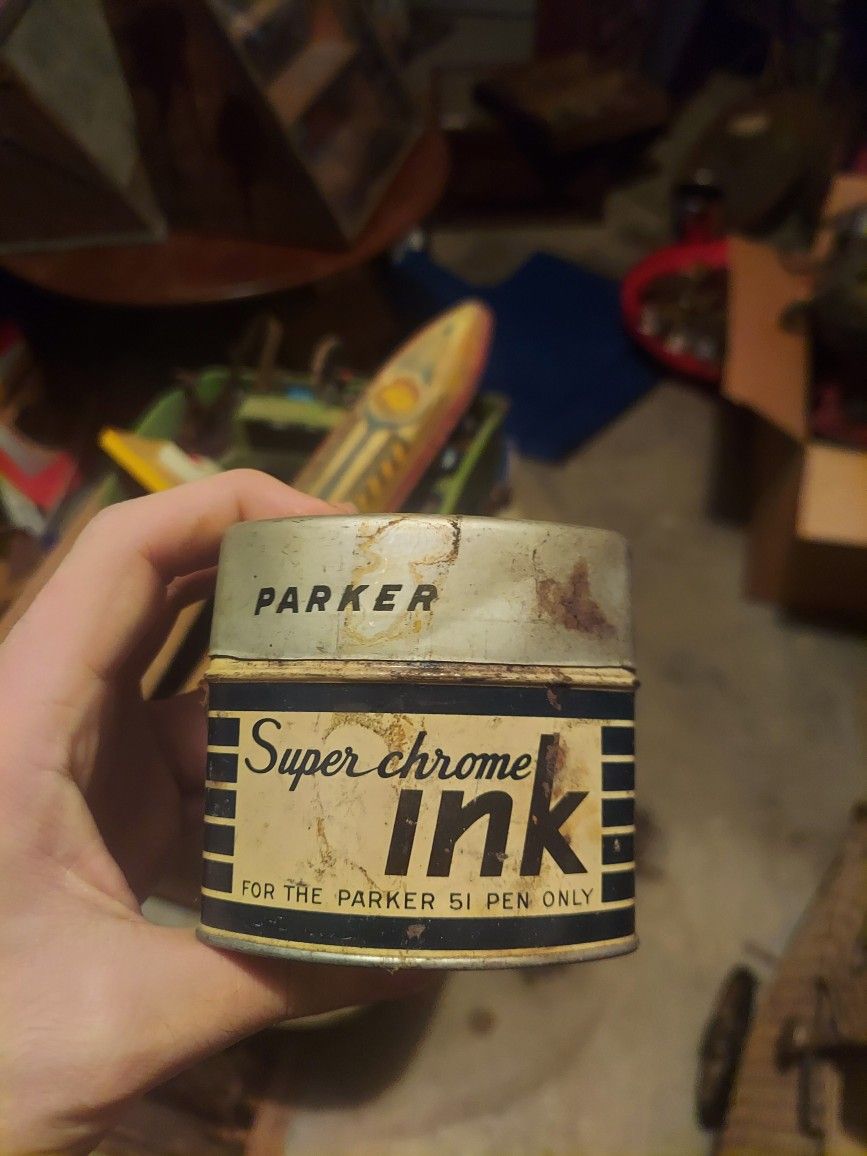 Vintage Parker Super Chrome Ink Container