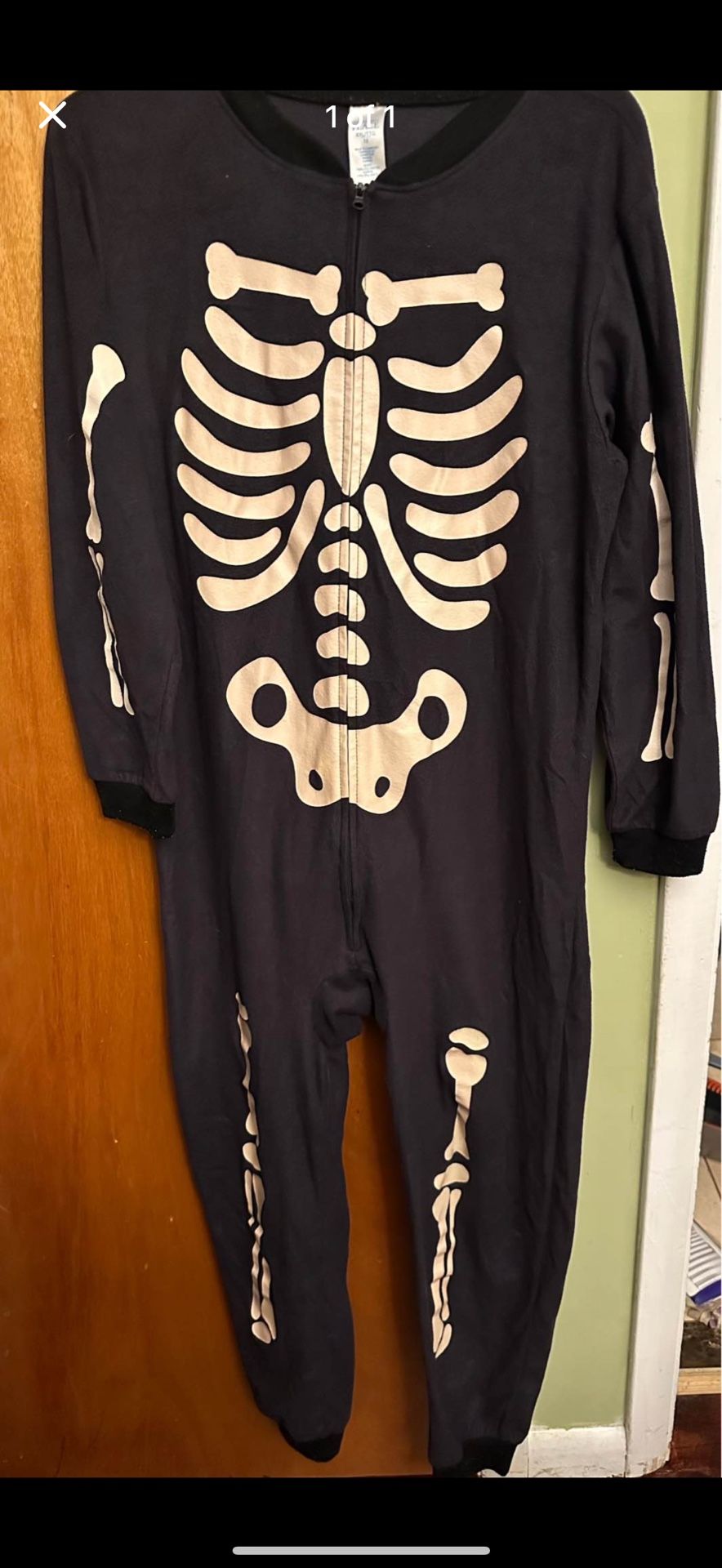Boys Halloween skeleton footless blanket sleeper xxl 16