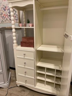 Beautiful White Mirrored Armoire / Wardrobe