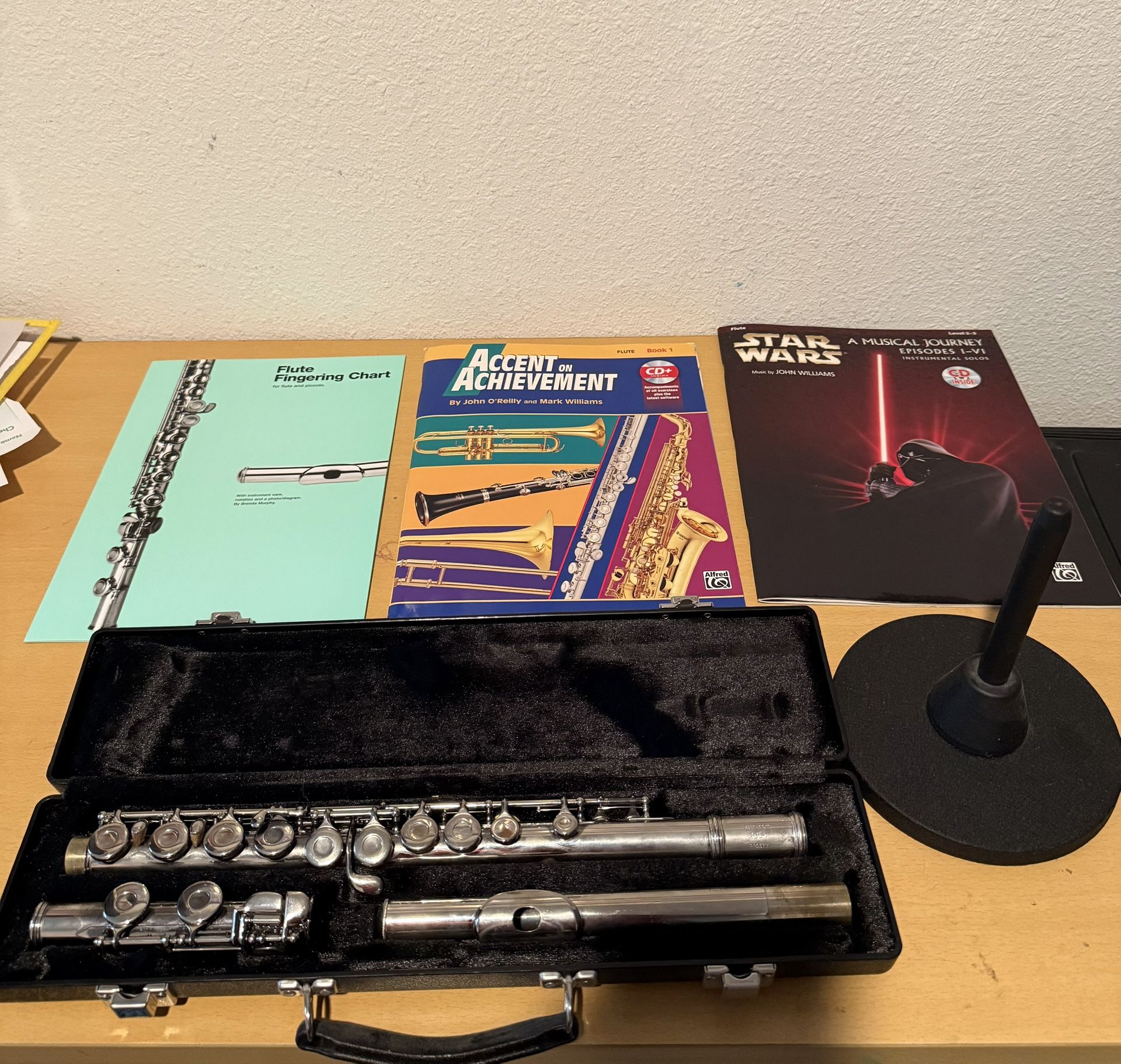 Flute With Stand And Three Books