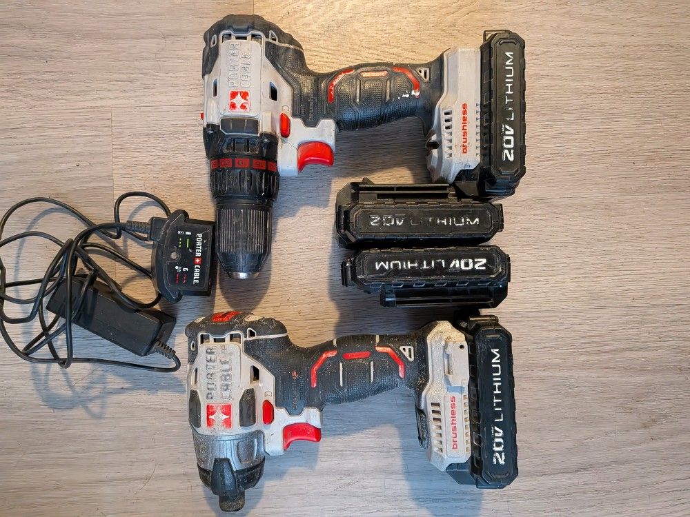 Porter Cable Hammer & Impact + (4 Battery Packs & Charger)