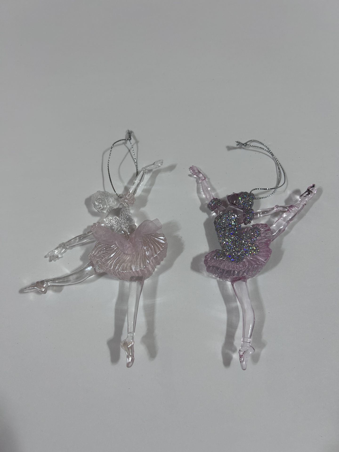 Ballerina Acrylic Christmas Ornament Pink Tutu Glitter Clear Dancing Holiday 6"