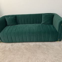Green velvet couch