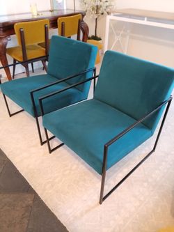 New Pair Aniak Accent Chair Rainforest Velvet - Decor Beautiful Elegant Accent Chairs. New $600. 1ST $250 