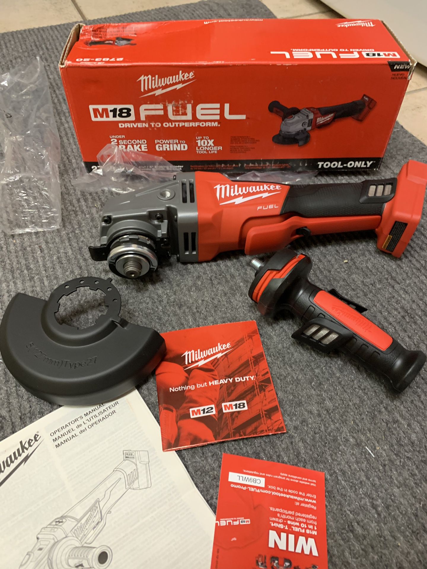 Milwaukee M18 Fuel 4 1/2 -5” Braking Grinder Cordless with Paddle Switch Model 2783-20 Brushless motor New w/ Warranty price is for each