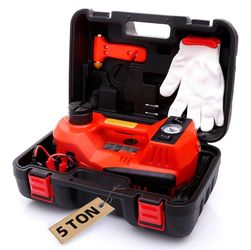 Electric Car Jack Quick Lifting Safe and Portable with Tire Inflator and LED Light Complete Set of Accessories 12V Hydraulic Floor Jack