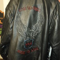 Custom-made Leather Biker Jacket And Vest Size Large Both In Excellent Shape