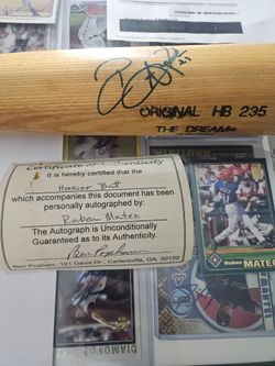 Ruben Mateo Signed Hoosier Bat