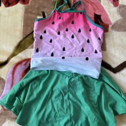 Girls Two Piece Tankini Swimsuit Bathing Suit, with Adjustable Strap, 11-12 Years Old