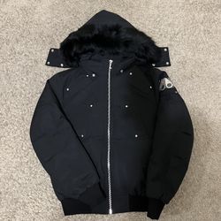 Moose Knuckles Black Fur Bomber Jacket Size M