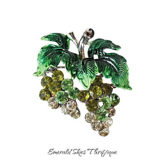 Vintage Grape Rhinestone Brooch