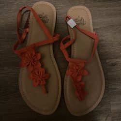 New Orange Floral Sandals
