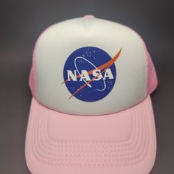 NASA Hat Adjustable Trucker Hat Pink