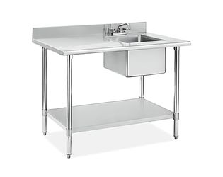 NEW Stainless Steel Worktable with Sink - 48 x 30", Right