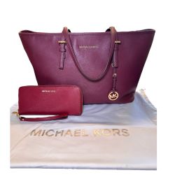 Michael Kors Plum Tote & Long Wallet Bundle