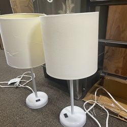 Set Of 2  Desk/ Night Lamps With Built In Ports