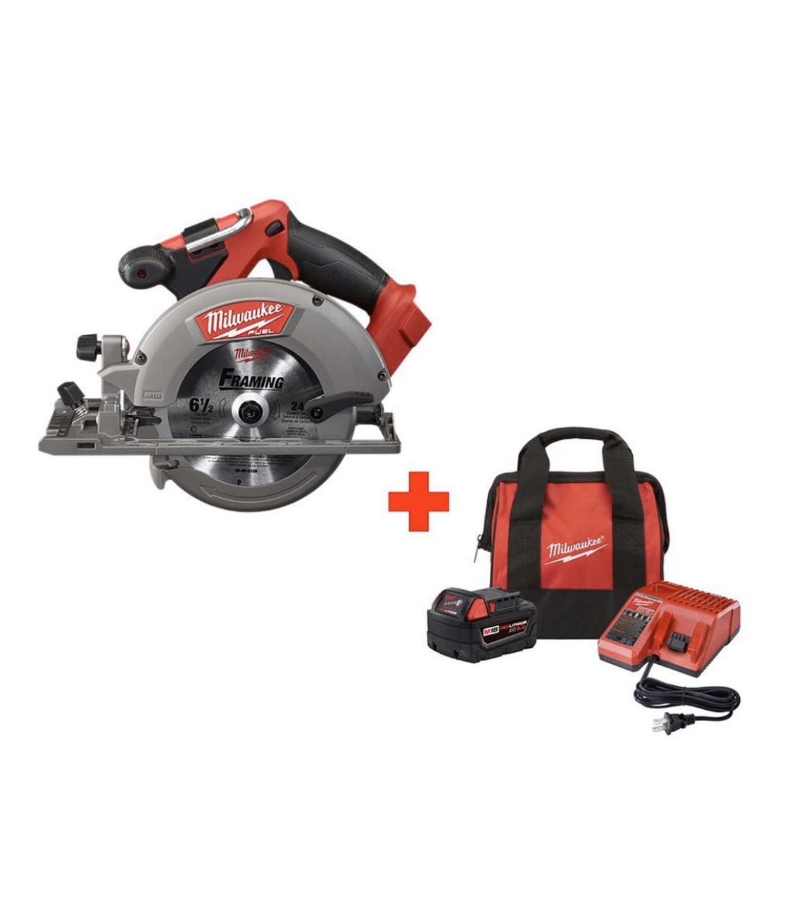 Milwaukee M18 FUEL 18-Volt Lithium-Ion Brushless Cordless 6-1/2 in. Circular Saw with One 5.0 Ah Battery, Charger and Bag