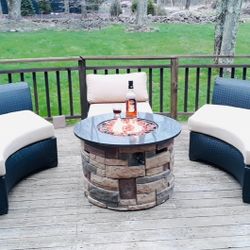 3 Piece Wicker Outdoor Set ( Fire Pit Sold) 
