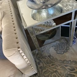 stunning, Modern Mirrored, And Silver Large Occasional End Table.