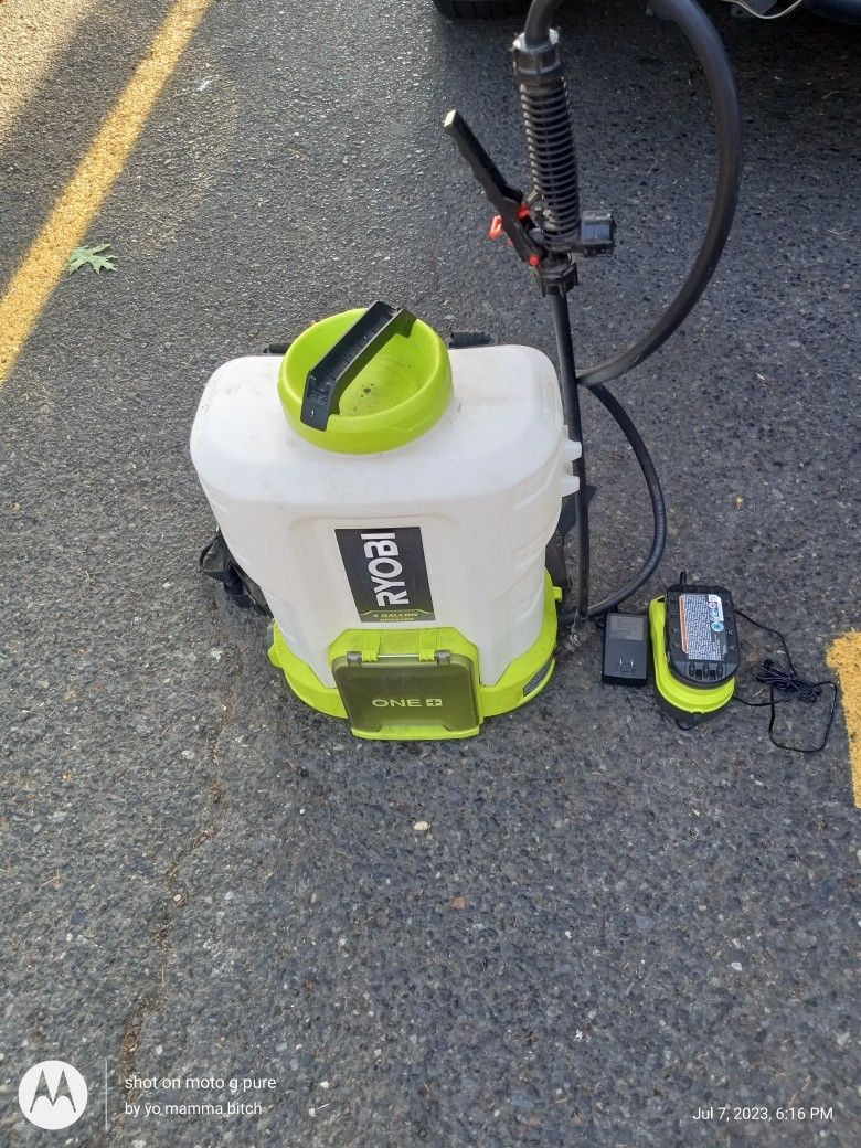 Ryobi 18v 4 Gallon Backpack Sprayer With 2.0 Battery And Charger.