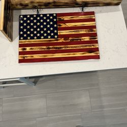 Rustic Hanging American Flag