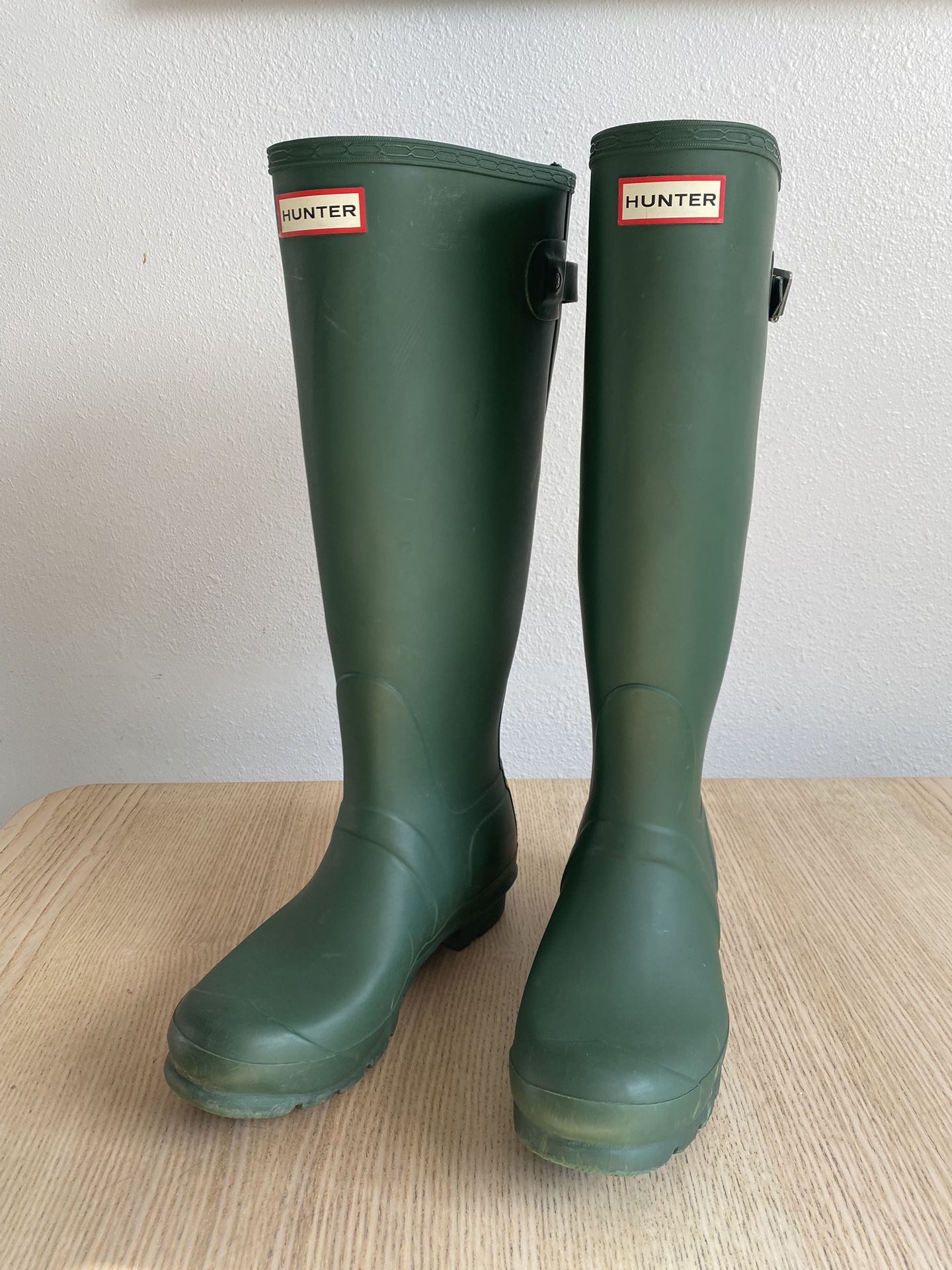 💥 HUNTER Rain Boots Womens 8 Green Adjustable