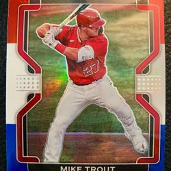 Mike Trout 2022 Panini Prizm Baseball #138 RED WHITE & BLUE PRIZM! ANGELS! 