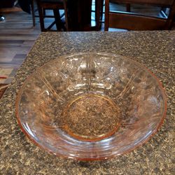 Depression Glass Bowl  Rose Color And Rose Pattern
