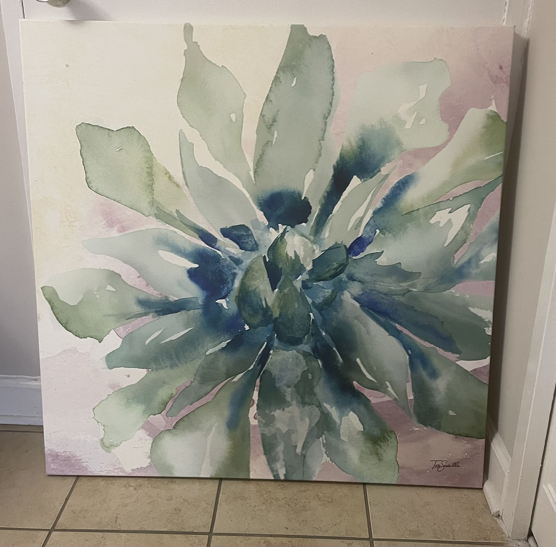 Watercolor Succulent Print On Canvas