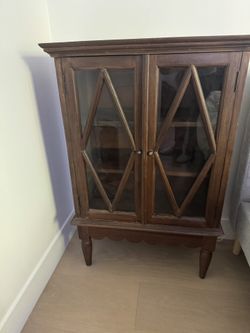 Pier 1 Curio Wood Cabinet 