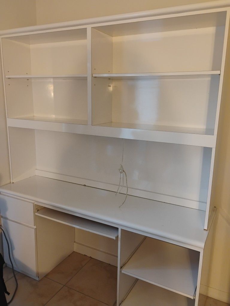 FREE - White Desk With Bookcase $0