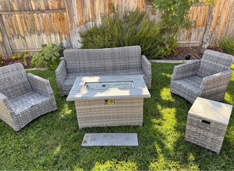 Patio furniture set with fire pit