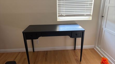 Black Wood Writing Desk with Drawers