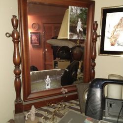 Antique Vertical Swivel Dresser Mirror