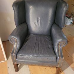 2 BLUE LEATHER  CHAIRS 
