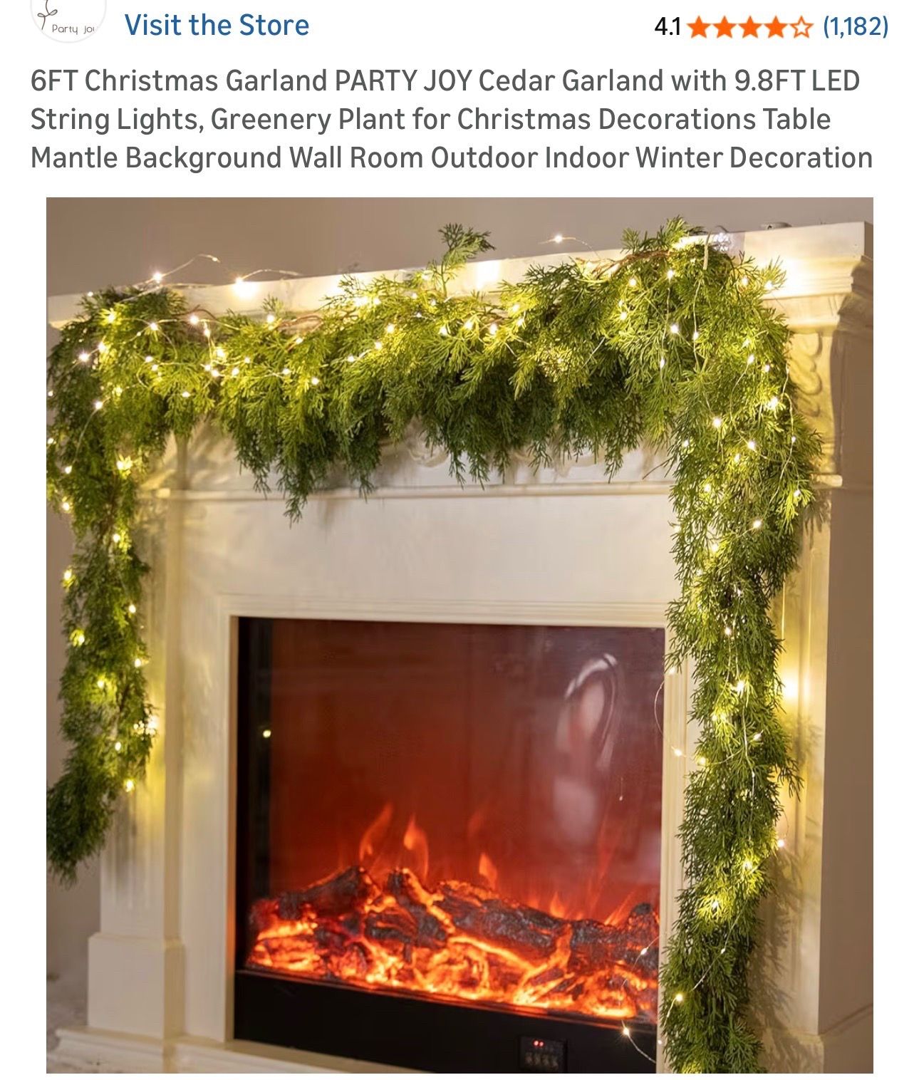 6 foot Christmas garland with 9.8 feet of LED lights