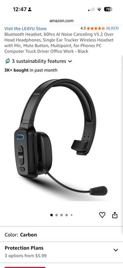 Bluetooth head set 60 hour ai noise cancel -one ear