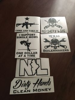 Tool box, lunch box, hard hat, vehicle decals 3 for $10 up to 4” or 4 for $15 up to 5” other sizes&designs Available prices depend