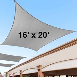 $50 (New in Box) Rectangle 16x20’ xl sun shade sail outdoor canopy top cover 185gsm 95% uv block w/ ropes
