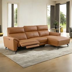 New Too Grain Genuine Leather Power Recliner Sectional Couch
