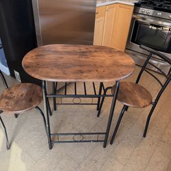3-Piece Dining Set Table + 2 Chairs Small Kitchen