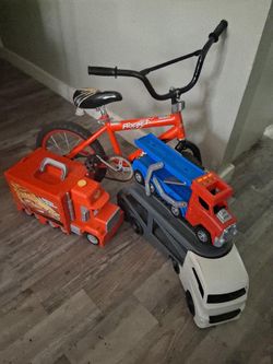 Bike and big truck toys