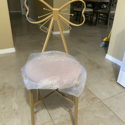 Pink Metal Butterfly Dressing Chair