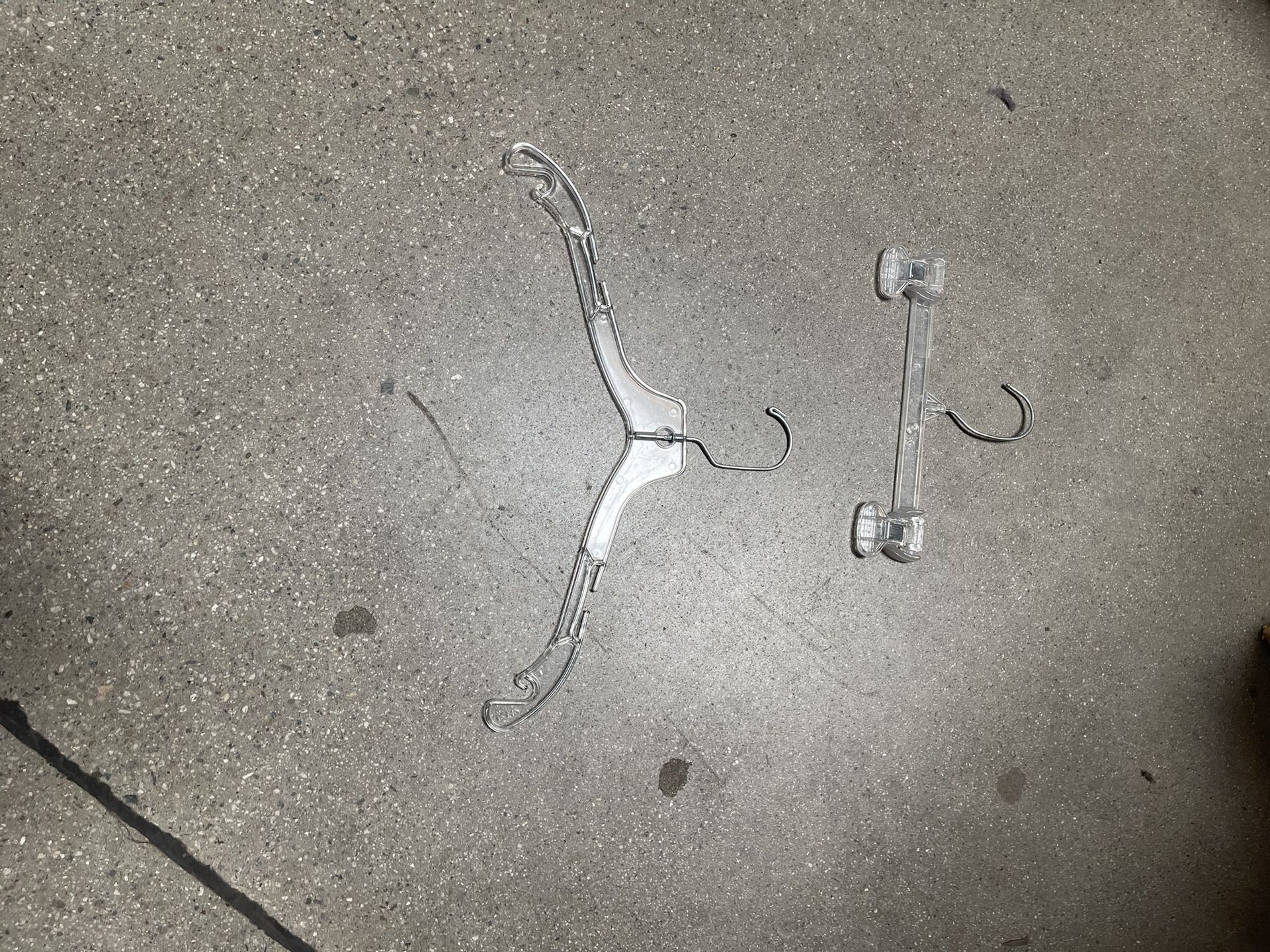 17” Clear Adult Coat Hanger And 10” Clear Skirt Hanger