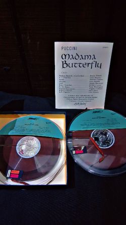 Complete Vintage Puccini "Madama Butterfly" 2-Tape Reel-to-Reel Set (7" Reels)