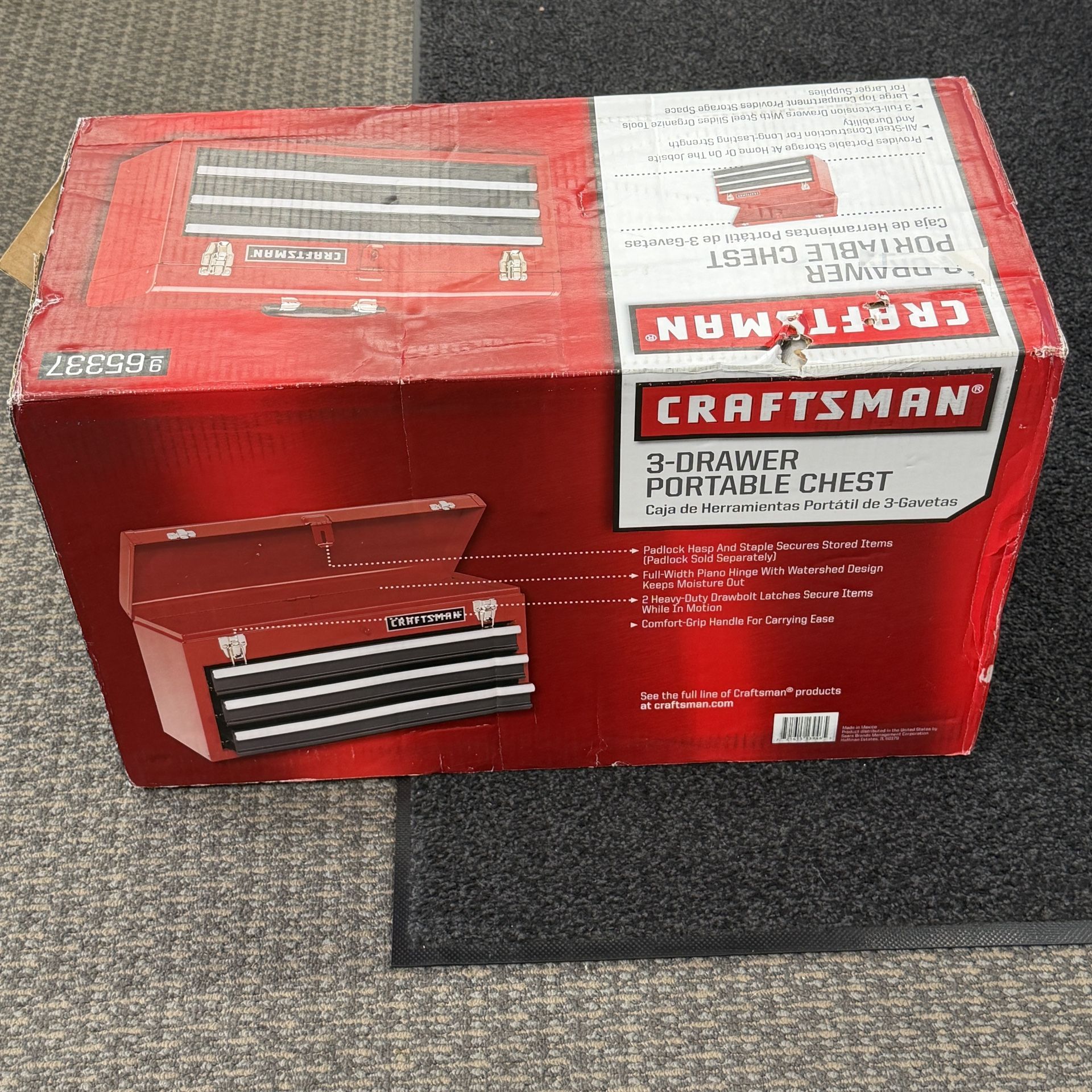 *NEW* Craftsman 3 Drawer Metal Portable Tool Box - Red